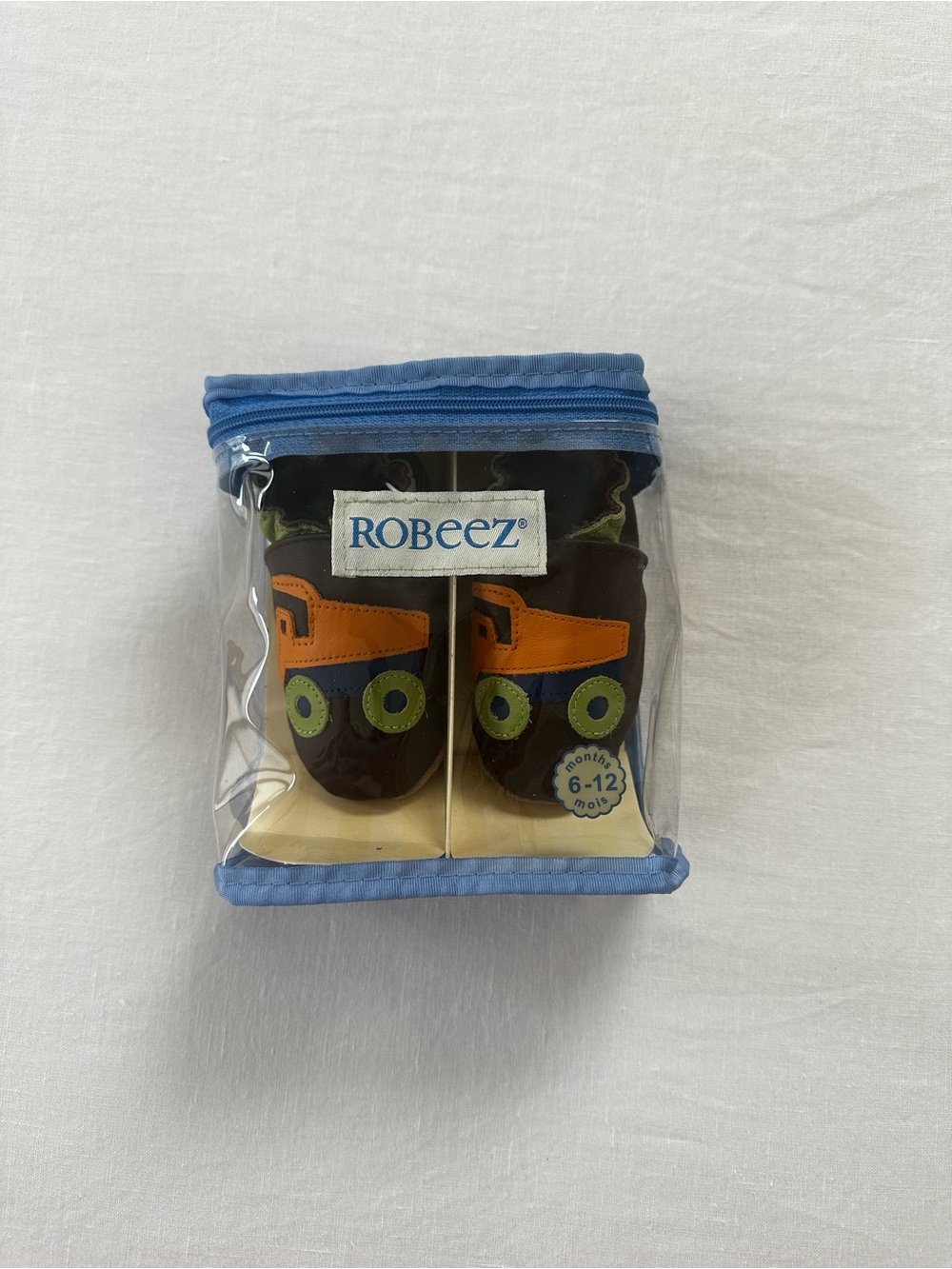Robeez Brown Baby Shoes with Orange Truck and Green Wheels